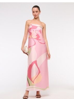 Abercrombie Size xs Strapless Pink Floral Maxi Dress